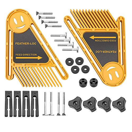 SUSHOP Featherboard Multi-Purpose-Feder-Loc-Brett-Satz, Holzbearbeitung Graviermaschine Doppel Featherboards Gehrungsfugenlehre Slot Fenster und Türen DIY Tools (26X21x6cm),Gelb von SUSHOP