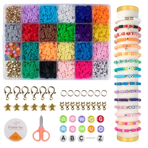SUTOUG 4200+PCS Perlen zum Auffädeln, 6mm Tonperlen Set, flache Armbänder Perlen DIY mit Buchstaben für Armbänder, Halsketten, Ohrringe, Schmuckherstellung, DIY Anhänger Charms Kit SUTOUG 4200+PCS Perlen zum Auffädeln, 6mm Tonperlen Set, flache Armbänder Perlen DIY mit Buchstaben für Armbänder, Halsketten, Ohrringe, Schmuckherstellung, DIY Anhänger Charms Kit von SUTOUG