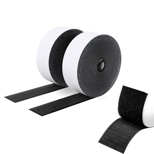 SUTOUG Klettband mit selbstklebend, 30 mm x 3 m, strapazierfähiges Hakenband und Schlaufenband, extra starker doppelseitiger Klettverschluss, Wandklebestreifen für den Innen- und Außenbereich, schwarz von SUTOUG
