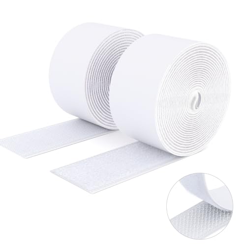 SUTOUG Klettband mit selbstklebend, 50 mm x 3 m, strapazierfähiges Hakenband und Schlaufenband, extra starker doppelseitiger Klettverschluss, Wandklebestreifen für den Innen- und Außenbereich, Weiß von SUTOUG