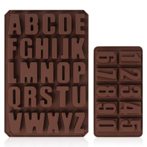Silikonform Buchstaben & Silikonform Zahlen, Silikonformen Gießformen, Giessformen Silikon, Epoxidharz Formen, A-Z & 0-9 Alphabet Schokoladenform Silikon für DIY Basteln Seifenform von SUUEIOKL