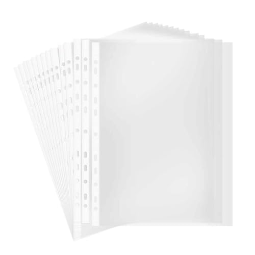 SUVIA 100 Seiten A4 gelochte Klarsichthüllen mit 11 Löchern, 8 Seiden von SUVIA