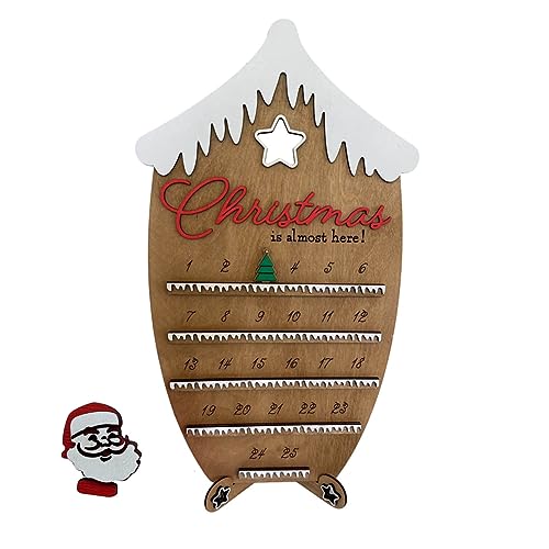 SUVIA Holz Weihnachten Countdown Ornament Home Christmas Holiday Decorations Reusable Wooden Countdown Calendar, 30.0 cm Santa Beard Type C von SUVIA