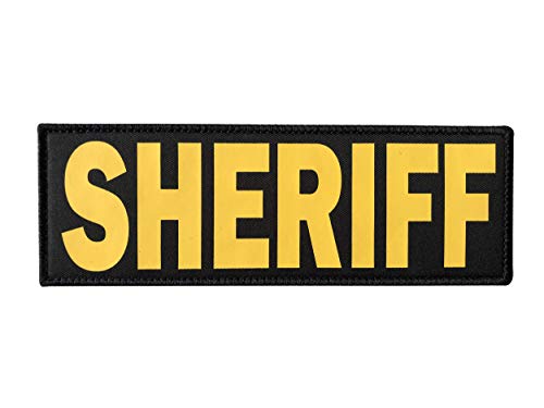 SUVIYA 21,6 x 7,6 cm, groß, goldgelb, Sheriff-Aufnäher, Polizei-Aufnäher mit Klettverschluss (goldgelb, 21,6 x 7,6 cm) von SUVIYA