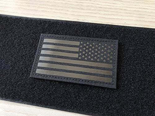 SUVIYA 5,1 x 8,9 cm schwarzer Infrarot-Aufnäher mit US-amerikanischen Flagge, mit Klettverschluss (umgekehrt) von SUVIYA