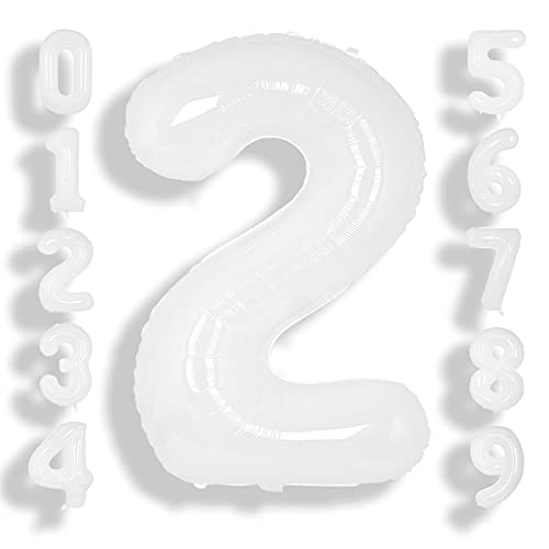 SUWEN 40 Zoll weiß große 2 Ballon Zahl große Folie Helium Zahl Ballons 0-9 Giant Jumbo Happy 2nd Birthday Party Dekorationen für Jungen oder Mädchen riesige Mylar Jahrestag Party Supplies SUWEN 40 Zoll weiß große 2 Ballon Zahl große Folie Helium Zahl Ballons 0-9 Giant Jumbo Happy 2nd Birthday Party Dekorationen für Jungen oder Mädchen riesige Mylar Jahrestag Party Supplies von SUWEN