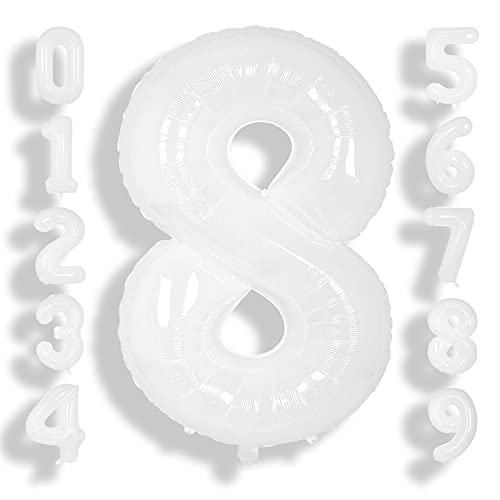 SUWEN 40 Zoll weiß große 8 Ballon Zahl große Folie Helium Zahl Ballons 0-9 Giant Jumbo Happy 8th Birthday Party Dekorationen für Jungen oder Mädchen riesige Mylar Jahrestag Party Supplies SUWEN 40 Zoll weiß große 8 Ballon Zahl große Folie Helium Zahl Ballons 0-9 Giant Jumbo Happy 8th Birthday Party Dekorationen für Jungen oder Mädchen riesige Mylar Jahrestag Party Supplies von SUWEN