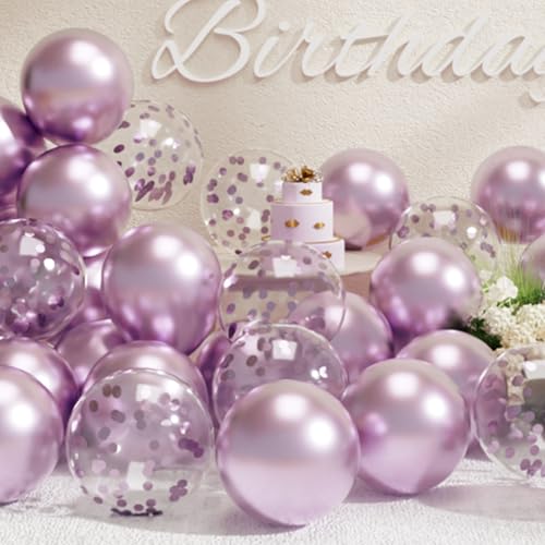 SUWEN Lila Luftballons und Konfetti Luftballons Set 47 Stück Latex Helium Macaron Violett Ballons für Geburtstag Jubiläum Party Deko SUWEN Lila Luftballons und Konfetti Luftballons Set 47 Stück Latex Helium Macaron Violett Ballons für Geburtstag Jubiläum Party Deko von SUWEN