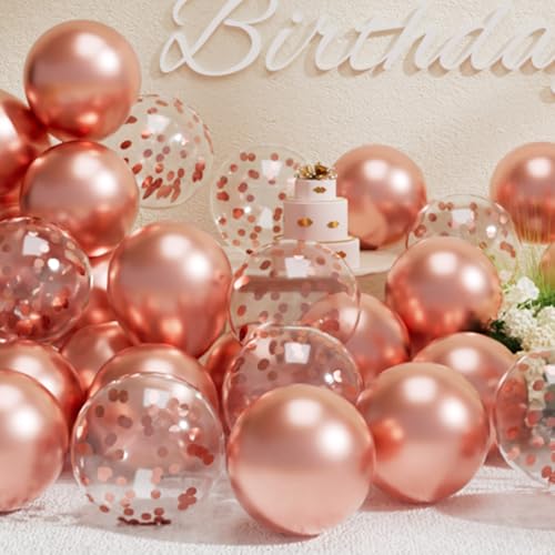 SUWEN Metallic Rosegold Luftballons und Konfetti Luftballons Set 47 Stück Helium Roségold Ballons für Geburtstag Jubiläum Party Deko SUWEN Metallic Rosegold Luftballons und Konfetti Luftballons Set 47 Stück Helium Roségold Ballons für Geburtstag Jubiläum Party Deko von SUWEN