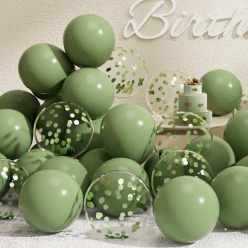 SUWEN Salbeigrüne Luftballons und Konfetti Luftballons Set 47 Stück Latex Helium Grün Ballons für Geburtstag Jubiläum Party Deko SUWEN Salbeigrüne Luftballons und Konfetti Luftballons Set 47 Stück Latex Helium Grün Ballons für Geburtstag Jubiläum Party Deko von SUWEN