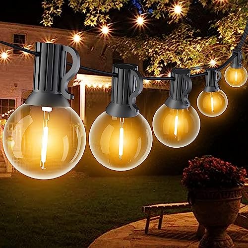 SUWIN 9 Meter LED Lichterkette Außen Strom, G40 Lichterkette Glühbirnen Warmweiß,Outdoor Wasserdichte 15+1 LED Birnen Hängeleuchten Außenbereich für Party Garten Aussen 30FT von SUWIN