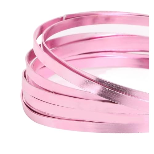SUWOOPH 3 m x 5 mm flacher Aluminiumdraht, flexibler Metallstreifen for die Herstellung von DIY-Schmuck, Basteln, Floristik, Bonsai-Formung(Pink) von SUWOOPH
