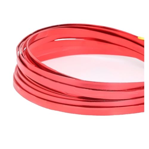 SUWOOPH 3 m x 5 mm flacher Aluminiumdraht, flexibler Metallstreifen for die Herstellung von DIY-Schmuck, Basteln, Floristik, Bonsai-Formung(Red) von SUWOOPH
