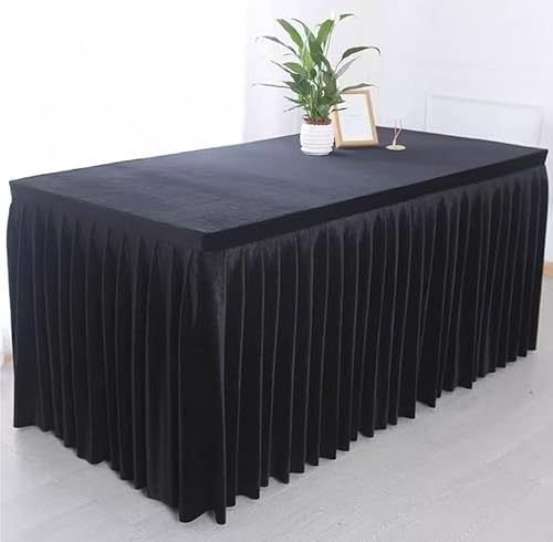 SUWOOPH Tischröcke,Tischdeckenbezug,Einfarbige Samttischdecke,Verdickte Tischdecke,Für Partydekoration Geburtstage Hochzeitsbankette(Black,200x40x75cm) von SUWOOPH