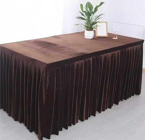 SUWOOPH Tischröcke,Tischdeckenbezug,Einfarbige Samttischdecke,Verdickte Tischdecke,Für Partydekoration Geburtstage Hochzeitsbankette(Brown,240x60x75cm) von SUWOOPH