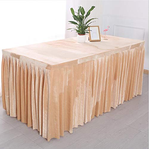 SUWOOPH Tischröcke,Tischdeckenbezug,Einfarbige Samttischdecke,Verdickte Tischdecke,Für Partydekoration Geburtstage Hochzeitsbankette(Champagne,200x40x75cm) von SUWOOPH