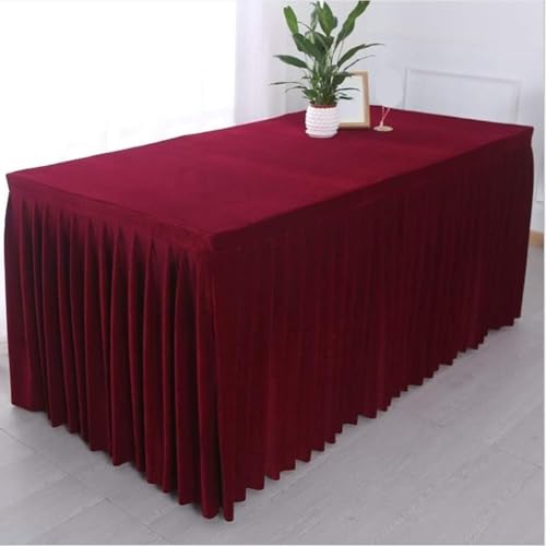 SUWOOPH Tischröcke,Tischdeckenbezug,Einfarbige Samttischdecke,Verdickte Tischdecke,Für Partydekoration Geburtstage Hochzeitsbankette(Dark Red,180x40x75cm) von SUWOOPH