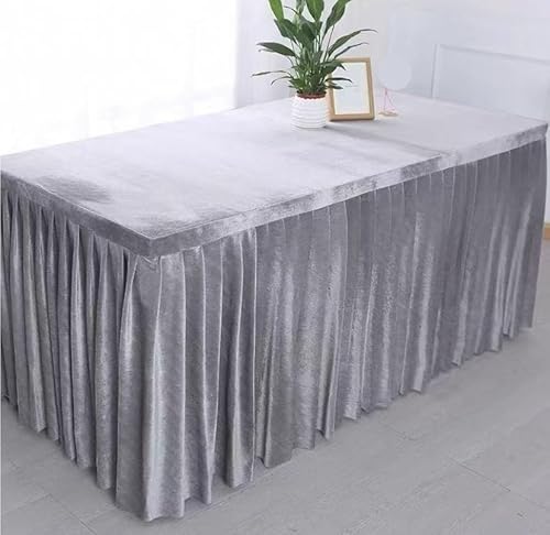 SUWOOPH Tischröcke,Tischdeckenbezug,Einfarbige Samttischdecke,Verdickte Tischdecke,Für Partydekoration Geburtstage Hochzeitsbankette(Grey,200x40x75cm) von SUWOOPH