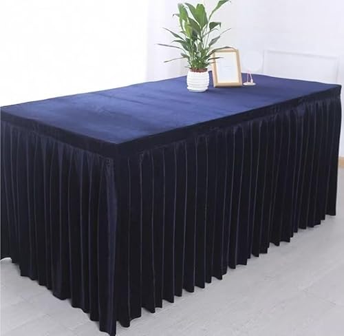 SUWOOPH Tischröcke,Tischdeckenbezug,Einfarbige Samttischdecke,Verdickte Tischdecke,Für Partydekoration Geburtstage Hochzeitsbankette(Navy,240x40x75cm) von SUWOOPH