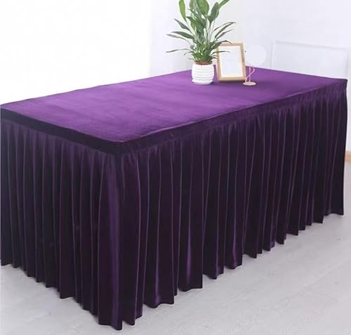 SUWOOPH Tischröcke,Tischdeckenbezug,Einfarbige Samttischdecke,Verdickte Tischdecke,Für Partydekoration Geburtstage Hochzeitsbankette(Purple,200x40x75cm) von SUWOOPH