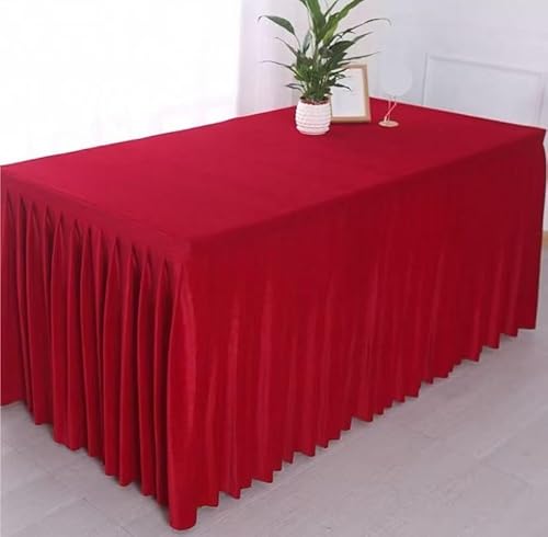 SUWOOPH Tischröcke,Tischdeckenbezug,Einfarbige Samttischdecke,Verdickte Tischdecke,Für Partydekoration Geburtstage Hochzeitsbankette(Red,240x40x75cm) von SUWOOPH