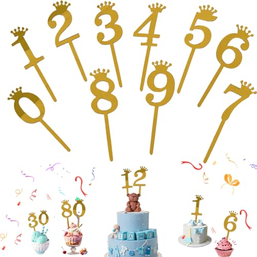 10 Stück Happy Birthday Tortendeko Geburtstag, 0-9 Tortendeko Geburtstag, Sterne Cupcake Tortenstecker für Jungs,Cake Topper Happy Birthday,tortendeko Geburtstag, Wiederverwendbar von SUYIPCUS