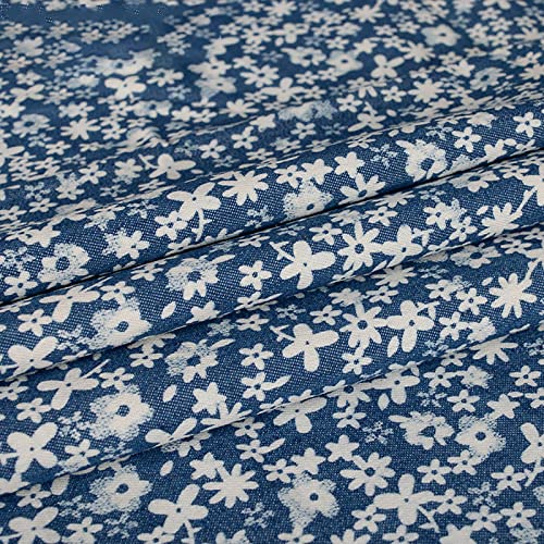 SUYOGI Jeansstoff Blau Jeansstoff meterware Sanft Baumwolle Drucken Gewaschener Jeansstoff 150 cm breit zum Nähen von Hosen, Jacken, Dekorationen(Color:weiße Blume) von SUYOGI