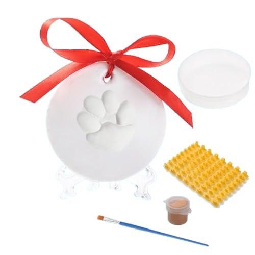 SUYUKU 2 Stück Pet Paw Print Impression Kit DIY Hanging Clay Andenken für Hunde Memorial Weihnachten Haustier Andenken Lufttrocknende Tonform mit Band Pinselhalter SUYUKU 2 Stück Pet Paw Print Impression Kit DIY Hanging Clay Andenken für Hunde Memorial Weihnachten Haustier Andenken Lufttrocknende Tonform mit Band Pinselhalter von SUYUKU