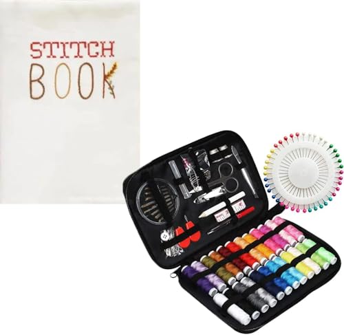 SUYUKU Stickerei-Set für Anfänger, Handstickerei, Stich, Blumenmuster, Stoffe, Nähen für Anfänger und Erwachsene (Stickbuch + Nähset, Box, Farbe B) von SUYUKU