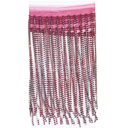 SUYUN WELL Strass-Fransenbordüre, 20,3 cm breit, 91 cm, Diamantband, Kristall-Quaste, funkelnde Schmuckkette für Stoff, Nähen, Basteln, Dekoration, Weinrot, Länge: 91 cm SUYUN WELL Strass-Fransenbordüre, 20,3 cm breit, 91 cm, Diamantband, Kristall-Quaste, funkelnde Schmuckkette für Stoff, Nähen, Basteln, Dekoration, Weinrot, Länge: 91 cm von SUYUN WELL