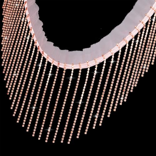 Strass-Fransenbordüre, Diamantband, Kristall-Quaste, glitzernde Schmuckkette für Stoff, Nähen, Basteln, Dekoration, Champagner, 91 cm Strass-Fransenbordüre, Diamantband, Kristall-Quaste, glitzernde Schmuckkette für Stoff, Nähen, Basteln, Dekoration, Champagner, 91 cm von SUYUN WELL