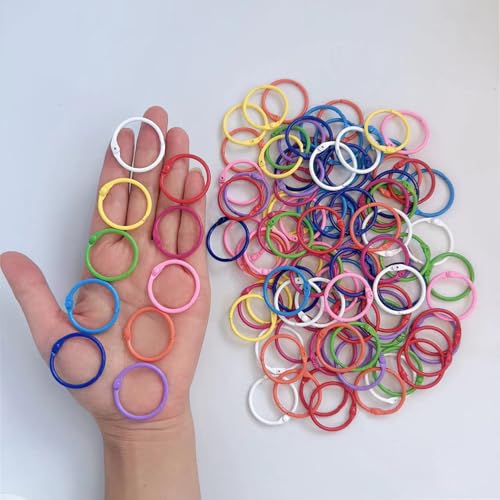 Binderinge für lose Blätter, Metall, für Karteikarten, Karteikarten, Notizbuch, Schlüsselanhänger, Binderinge für Büro, Schule, Zuhause, 100 Stück Binderinge für lose Blätter, Metall, für Karteikarten, Karteikarten, Notizbuch, Schlüsselanhänger, Binderinge für Büro, Schule, Zuhause, 100 Stück von SUZLFTDZSW
