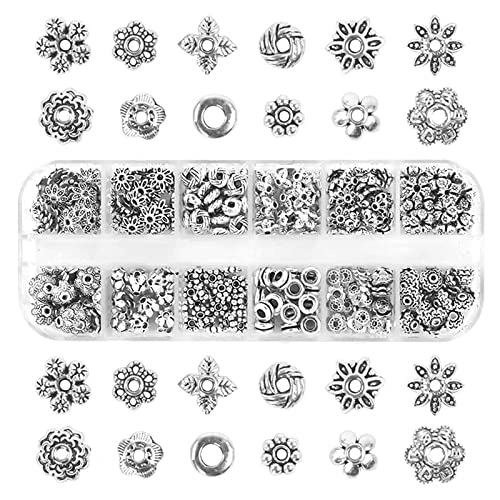 SUpoetry 360 Stück Perlenkappen, Zwischenperlen, Tibetische Perlen, Diy Schmuckzubehör Spacer, für DIY Schmuckzubehör Armband Halskette Schmuckherstellung von SUpoetry