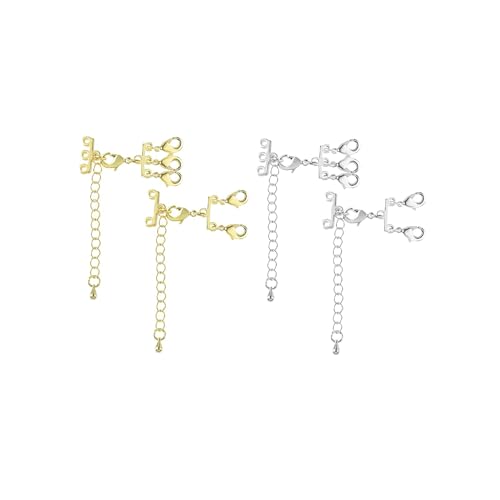 SUpoetry 4 Stück Halskette Verschluss Gerät, Silberne Halskettenschließe, Dreireihiger Verschluss Der Halskette, Ideal Für Mehrere Halsketten Und Armbänder von SUpoetry