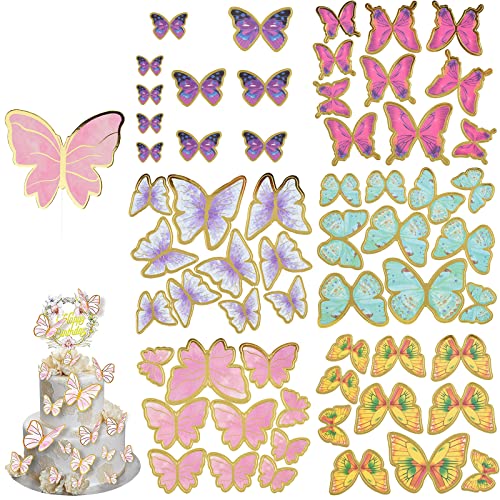 SUpoetry 60 blatt Kuchendekoration, Butterfly Cupcake Toppers, Cake Topper, für Kuchendekoration, 6 Farben von SUpoetry