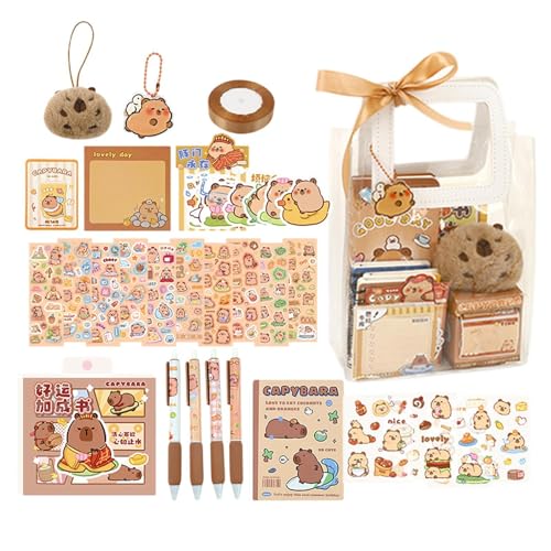 SVCEQZE Generic Capybara Schreibwaren-Set, 19,6 x 10 x 24,2 cm, Capybara-Schreibwaren-Set mit Notizbuch, Schulbedarf, Haftnotizen, Stifte, Aufkleber für Kinder, Schule, Journaling SVCEQZE Generic Capybara Schreibwaren-Set, 19,6 x 10 x 24,2 cm, Capybara-Schreibwaren-Set mit Notizbuch, Schulbedarf, Haftnotizen, Stifte, Aufkleber für Kinder, Schule, Journaling von SVCEQZE