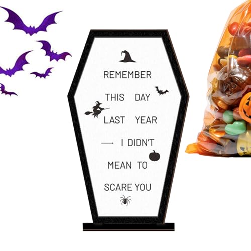 SVCEQZE Halloween Dekoration Schild, Brieftafel Sarg Schreibtischzeichen, Festliche Dekoration Mit Gruselbotschaft Für Bauernhaus Wohnzimmer Schlafzimmer von SVCEQZE