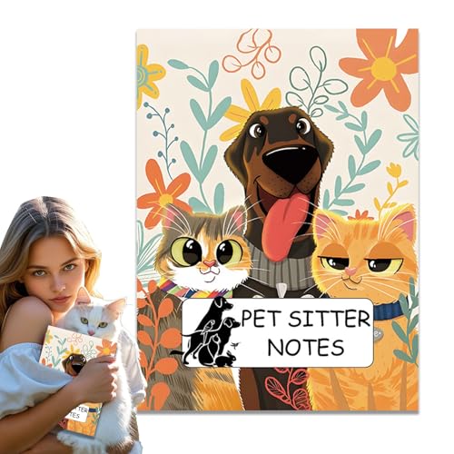 SVCEQZE Pet Sitter Notizbuch,Leichtes Kratzfestes Umschlag Multifunktionale Notizen - Haustier Betreuer Buch - für Hunde Welpen Katzen Zuhause Reisen Drinnen Draußen von SVCEQZE