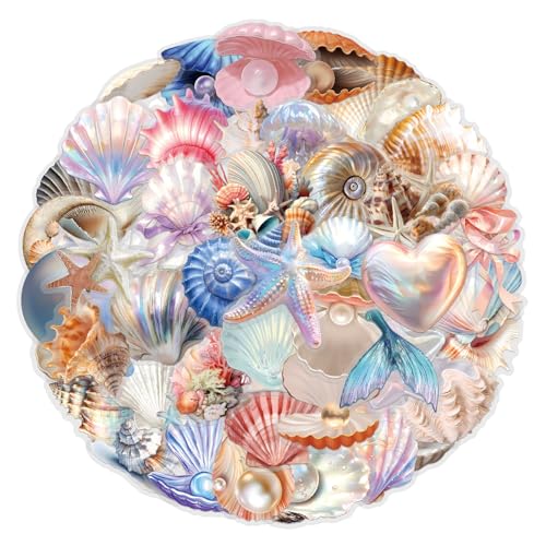 Transparente PET-Aufkleber mit Muschelmotiven, bunte Muschelperlen, ästhetische dekorative Aufkleber für Tagebuch, Fotoalbum, Collage, Kartenherstellung, Basteln, wasserdicht, Muschel-Aufkleber für von SVGDHZK