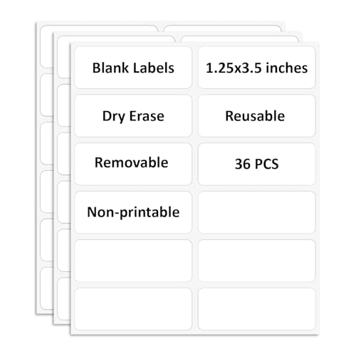 SVNOOC Mehrfachverwendung abnehmbare Etiketten, Trocken Abwischbare Etiketten Aufkleber, weiß, nicht druckbar, leere Etiketten, wiederverwendbare Haftnotizen (Weiß -36 stück) Super Sticky Notes von SVNOOC