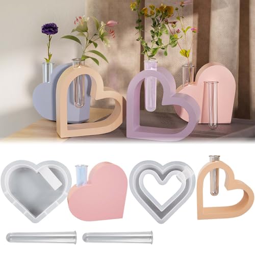 SVOCK 2PCS Silikonformen Gießformen Herz Vase, Gießformen Silikon Herz, Silikonformen Herz Vase, Gießformen Silikon Sommer Herz, Gießform Herz mit Zwei Reagenzgläsern SVOCK 2PCS Silikonformen Gießformen Herz Vase, Gießformen Silikon Herz, Silikonformen Herz Vase, Gießformen Silikon Sommer Herz, Gießform Herz mit Zwei Reagenzgläsern von SVOCK