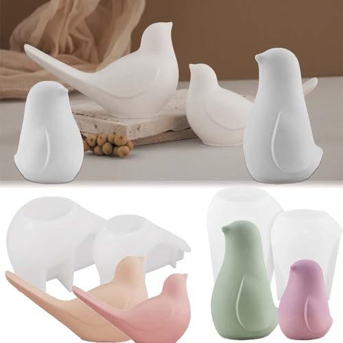 SVOCK 4PCS Silikonformen Gießformen Vogel, Gipsformen Zum Gießen Vogelformen, Vogel Silikonform Frühling Tiere Formen für Gips Gießen, Silikonform Vogel für Weihnachten Halloween Ostern von SVOCK