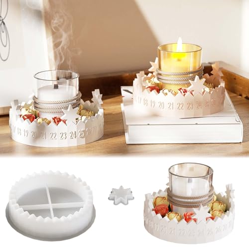 SVOCK Gießformen Silikon Adventskranz, Gießform Adventskalender, Gießformen Silikon Weihnachten, Weihnachts Silikonformen Gießformen Stern Silikonform für Kerzen Aus Gips und Epoxidharz von SVOCK