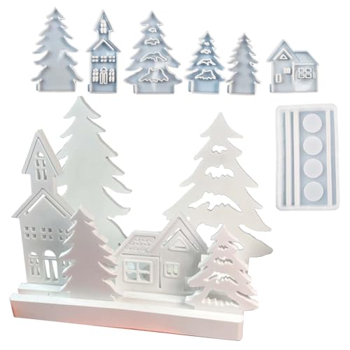 SVOCK Silikonform Weihnachten Set, 7 Stück Silikonform Haus Weihnachtsbaum Kerzenhalter, Silikonformen Gießformen Weihnachten, Weihnachtsbaum-Silikonform Häuser, Silikonformen Weihnachten für Gips Ker SVOCK Silikonform Weihnachten Set, 7 Stück Silikonform Haus Weihnachtsbaum Kerzenhalter, Silikonformen Gießformen Weihnachten, Weihnachtsbaum-Silikonform Häuser, Silikonformen Weihnachten für Gips Ker von SVOCK