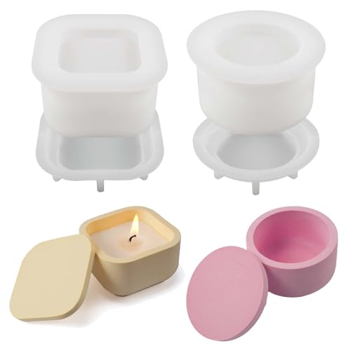 SVOCK Silikonformen Gießformen Kerzenhalter, 2Pcs Silikonform Dose mit Deckel, Silikon Gießform Kerzenhalter, Gießformen Silikon Kerzenständer, Gießform Dose mit Deckel SVOCK Silikonformen Gießformen Kerzenhalter, 2Pcs Silikonform Dose mit Deckel, Silikon Gießform Kerzenhalter, Gießformen Silikon Kerzenständer, Gießform Dose mit Deckel von SVOCK