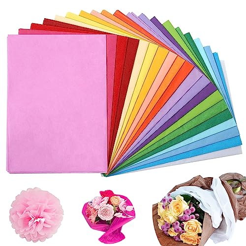 20 Farben Seidenpapier, 200 Stück A4 Transparentpapier Bunt, Für Verpacken von Geschenken, Basteln und Zumdekorieren von SVUPUE