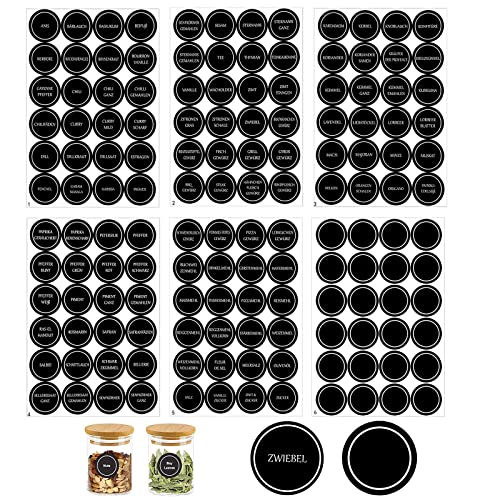 Gewürzetiketten, 144 Stück Vorratsetiketten Runde, Etiketten Selbstklebend Gewürz Aufkleber, für Küche Gewürzgläser, Marmeladenglas, Schwarz Gewürzetiketten, 144 Stück Vorratsetiketten Runde, Etiketten Selbstklebend Gewürz Aufkleber, für Küche Gewürzgläser, Marmeladenglas, Schwarz von SVUPUE