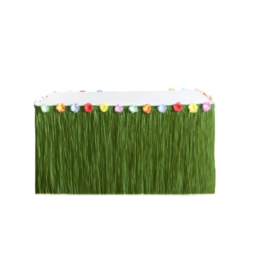 SVUPUE Hawaii-Tischrock, Mehrfarbig, Florale hawaiianische Partydekoration, 275 x 60 cm（grün） von SVUPUE