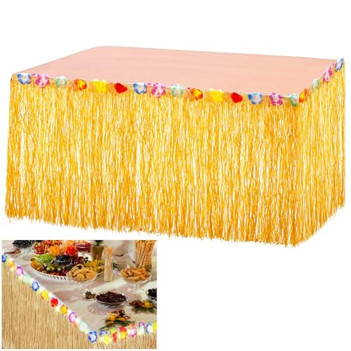SVUPUE Hawaii Tischröcke, Tischrock 275 x 60cm Hawaii Party Dekoration, Hawaii Tischröcke Tischrock, Hawaii Party Dekoration, für Partys, Feiertage und Zusammenkünfte im Freien, Gold SVUPUE Hawaii Tischröcke, Tischrock 275 x 60cm Hawaii Party Dekoration, Hawaii Tischröcke Tischrock, Hawaii Party Dekoration, für Partys, Feiertage und Zusammenkünfte im Freien, Gold von SVUPUE