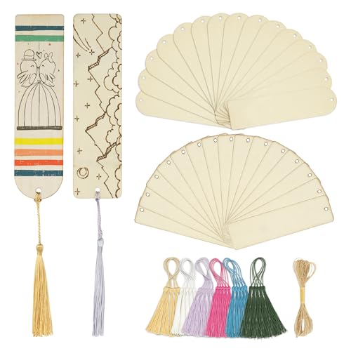 SWATOM Holz-Lesezeichen, blanko, halbrund und rechteckig, Holz-Lesezeichen, Basteln, Großpackung, unlackierte Holzanhänger, rechteckige Form, Ornamente mit Löchern und Quasten für Hochzeit, Party SWATOM Holz-Lesezeichen, blanko, halbrund und rechteckig, Holz-Lesezeichen, Basteln, Großpackung, unlackierte Holzanhänger, rechteckige Form, Ornamente mit Löchern und Quasten für Hochzeit, Party von SWATOM